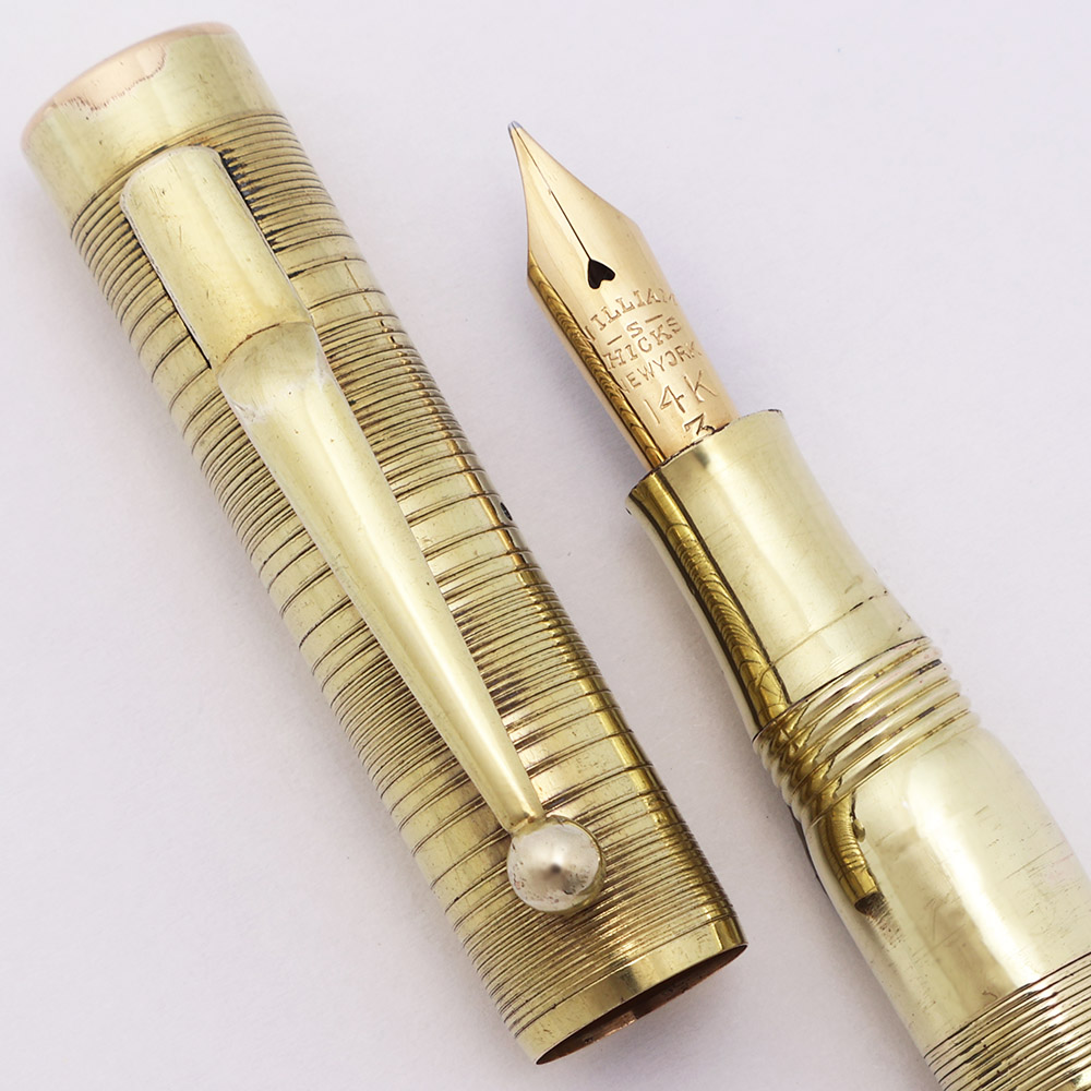 W. S. Hicks Gold Filled Combo Pen - Gold Filled Ringed, Fine 14k